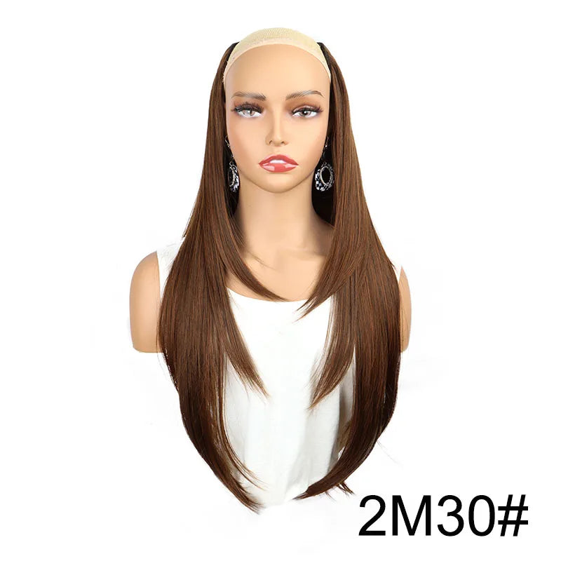 WIGSIN 22Inch Synthetic V-shaped Layered 4 Clips Long Straight Hair Extension Fashion Invisible Hairpiece Wig for Women