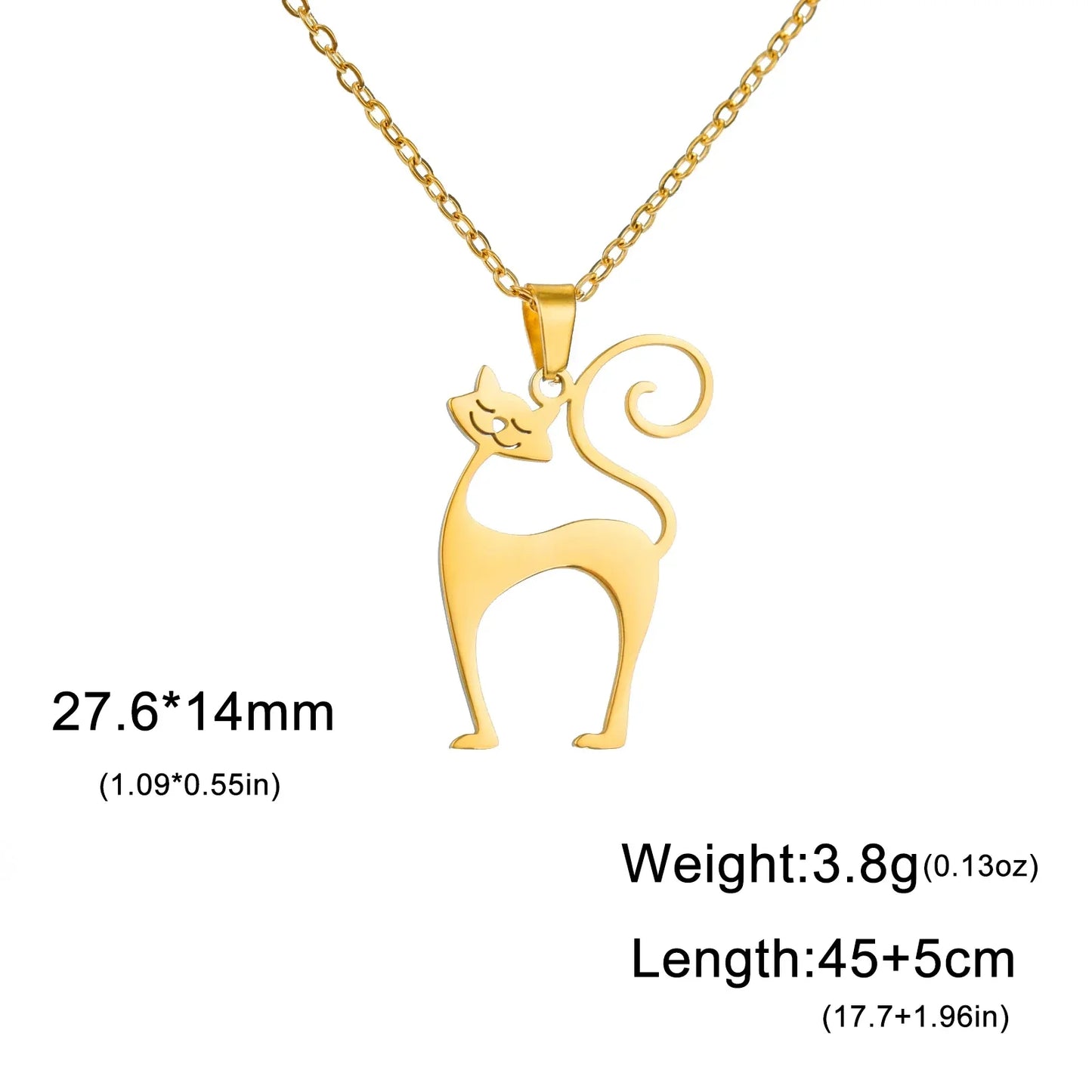 Crouching Intimate Cat Pendant Stainless Steel Necklace Couple Cute and Fun Animal Valentine's Day Jewelry Gift Wholesale