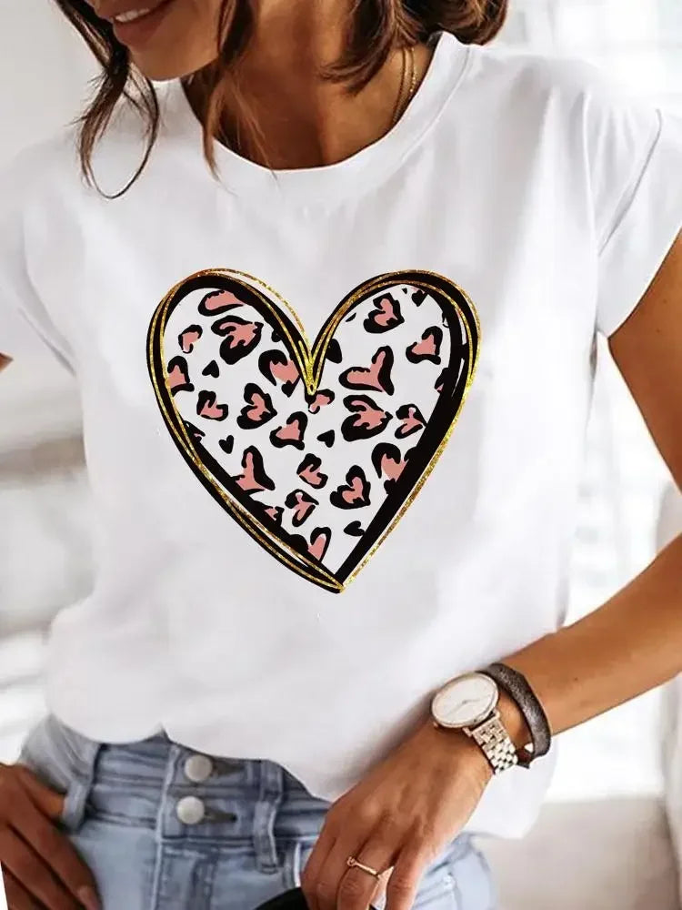 Women Print Love Letter Sweet 90s Trend Summer T Clothing Clothes Fashion Casual T-shirts Short Sleeve Ladies Female Graphic Tee