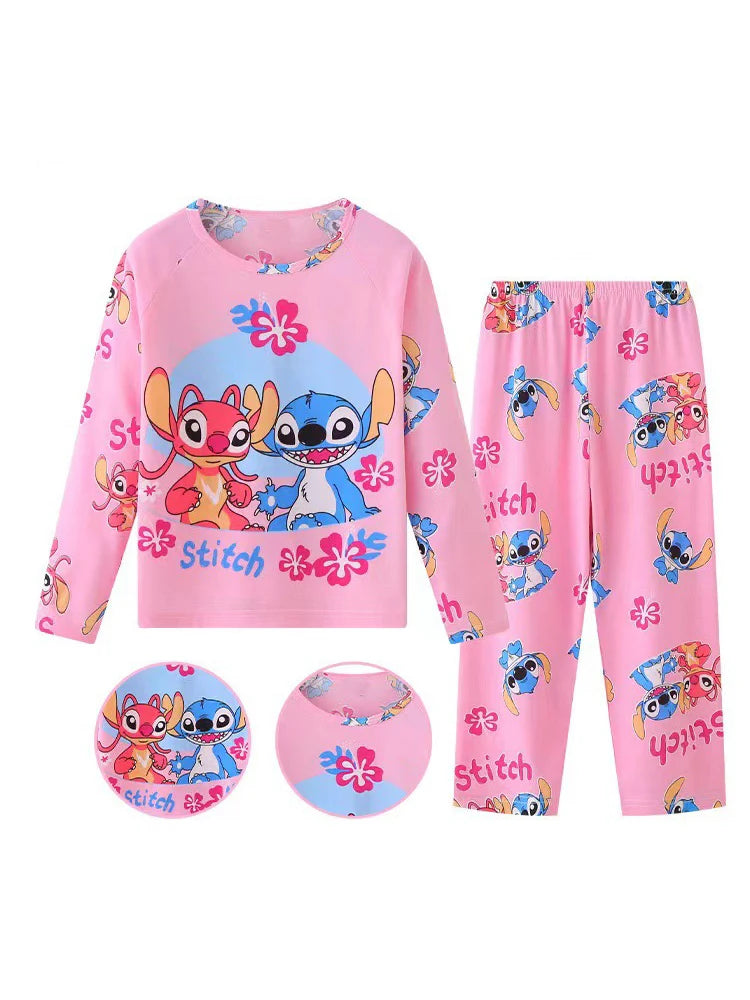 2pcs/set New HOT Disney Stitch Children Pyjamas for Boys and Girls Sets Kid Home Wear Travel Casual Sleepwear Suit Cute Gift