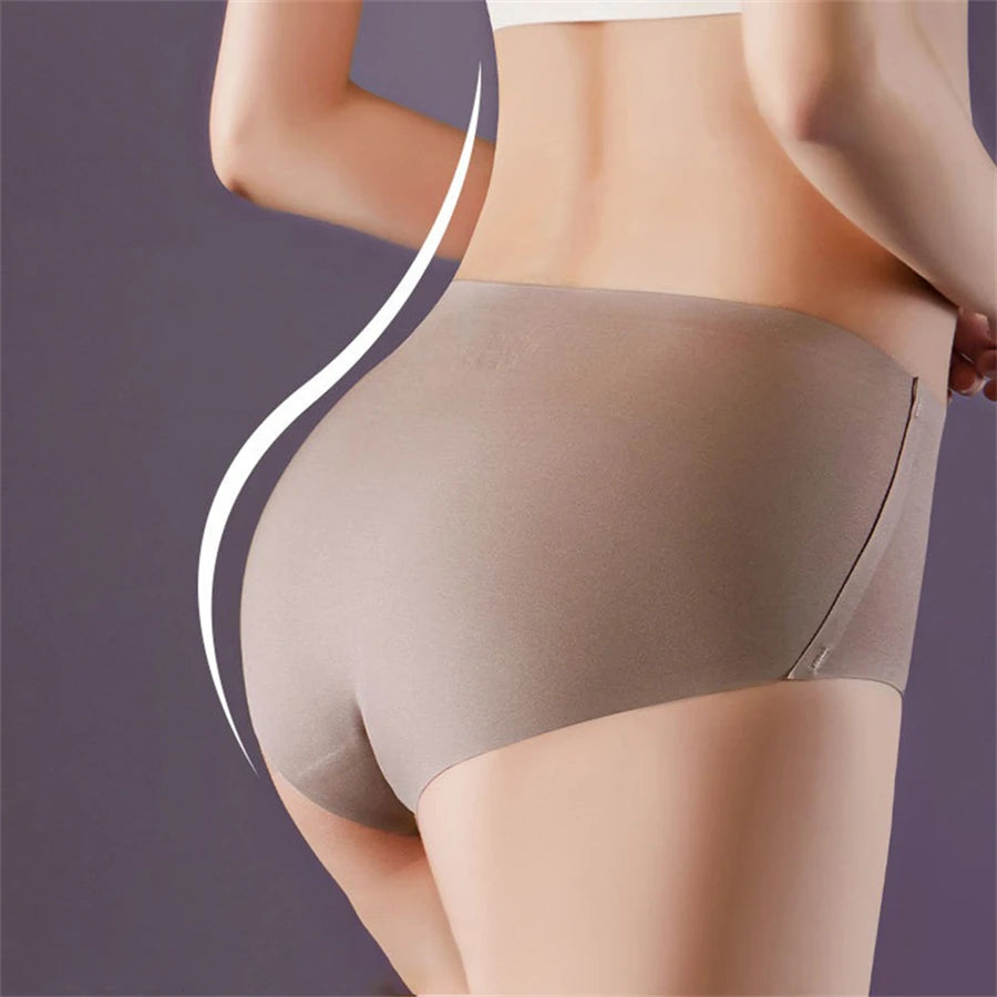 4PCS/Set Women Panties Slip Silk Seamless Briefs For Women Female Underwear Soft Thin Light Panty Culotte Femme Underpants M-XL