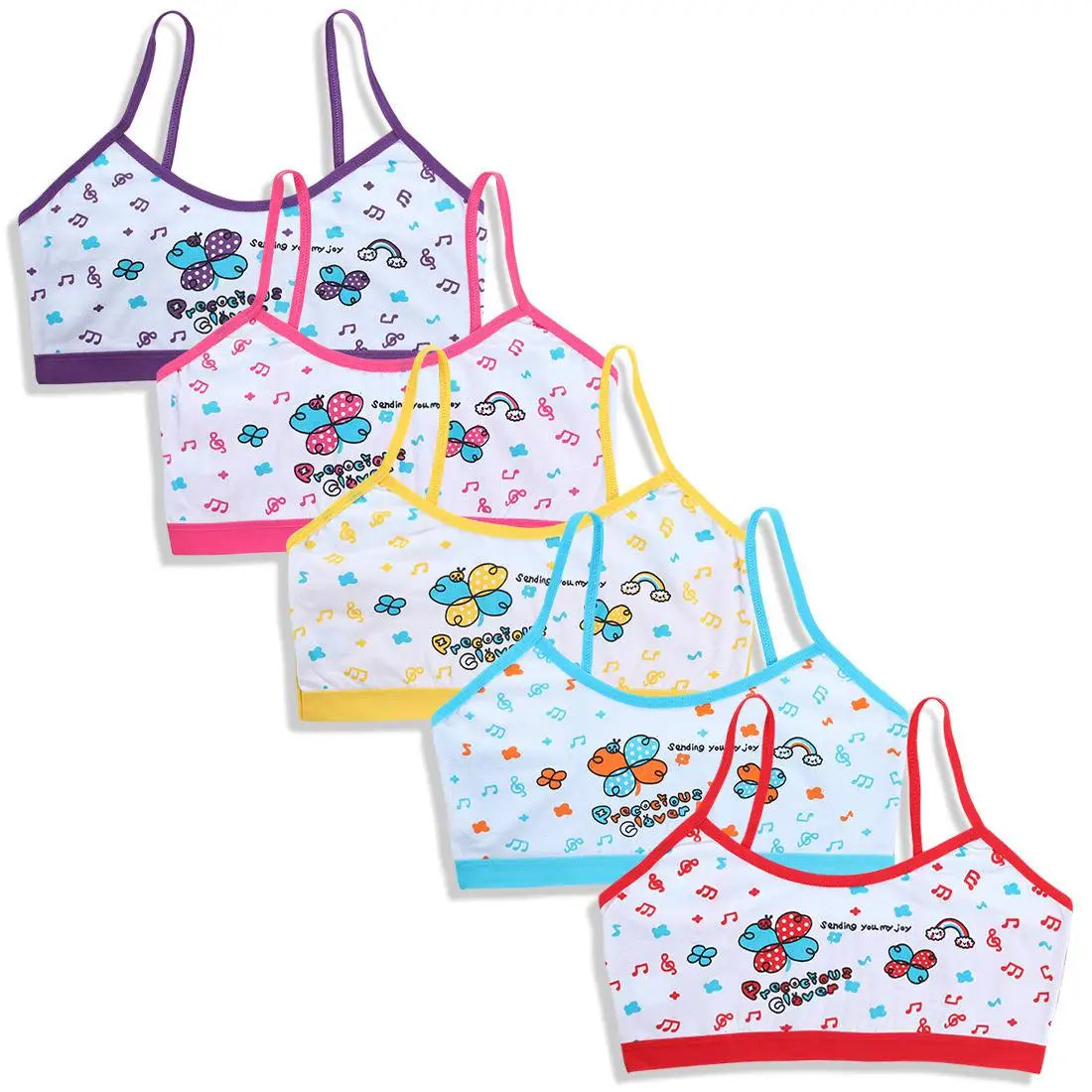 Teenage Girls Vest Bras Cartoon Panda/Flower Print Young Children Purbery Student Training Bras Maiden Kids Underwears Tube Tops