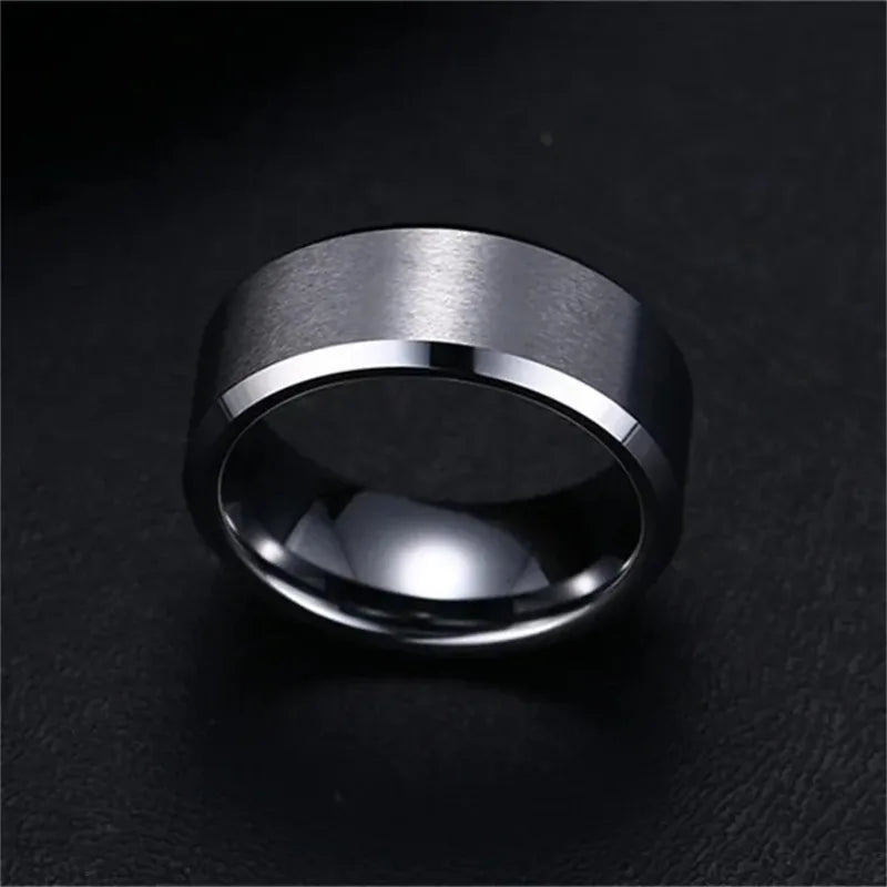 Charm Jewelry Ring for Men  Stainless Steel Black Rings Wedding Engagement Band Quality Matte Male Jewelry