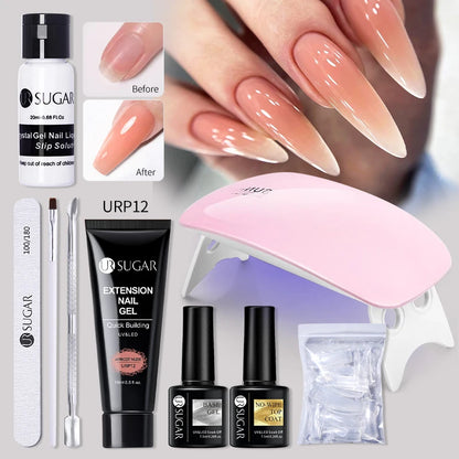 UR SUGAR Acrylic UV Gel Extension Nail Gel Kit Nude Glitter Color Fast Building Gel Nail Polish All For Manicure Nail Art Design