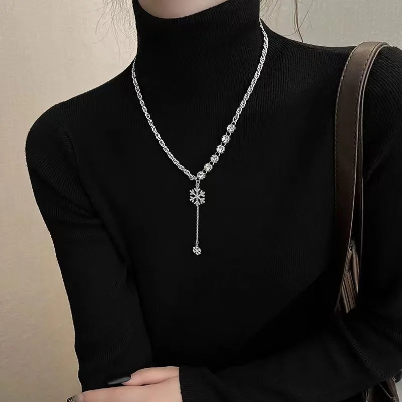 Women's Fashion Metal Black Rose Long