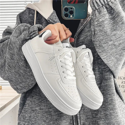 white sneakers with laces for young men or students