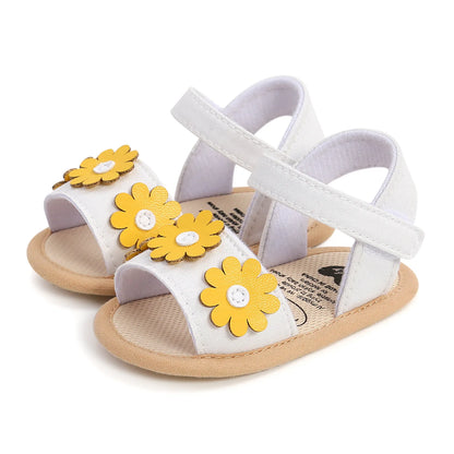 Meckior Summer Cool Baby Girl Sandals Fashion Newborn Sandal Idyllic Flower Soft Anti-slip Toddler Cotton Sole Comfortable Shoes