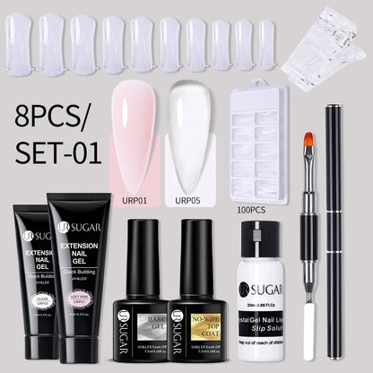 UR SUGAR Acrylic UV Gel Extension Nail Gel Kit Nude Glitter Color Fast Building Gel Nail Polish All For Manicure Nail Art Design