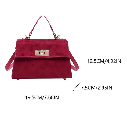 Trendy Suede Shoulder Bag Square Crossbody Bag with Adjustable Strap Fall Purse Satchel Purse for Women Work Shopping Travel