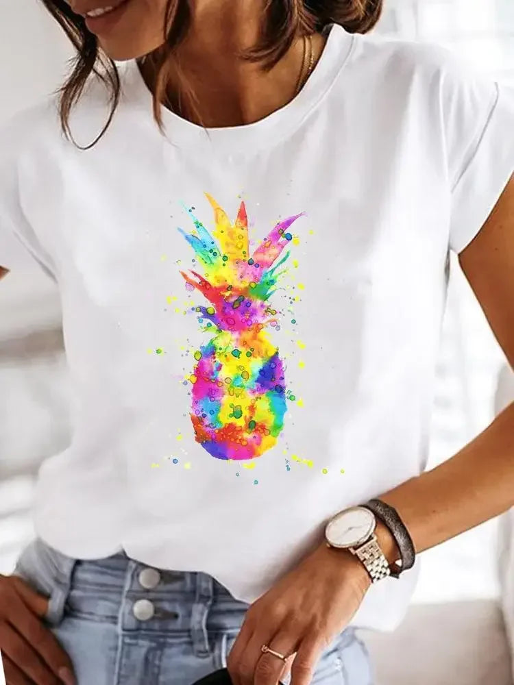 Women Print Love Letter Sweet 90s Trend Summer T Clothing Clothes Fashion Casual T-shirts Short Sleeve Ladies Female Graphic Tee