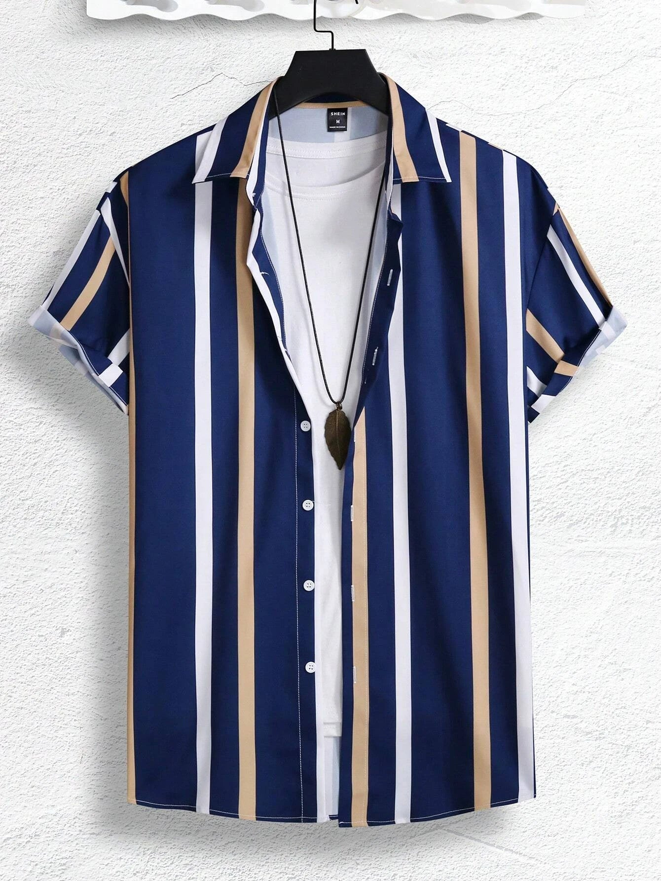 Men's Women's Stripe Print Design Shirt Tops Short Sleeve Shirts Casual Fashion Casual Button Short Sleeve Tops