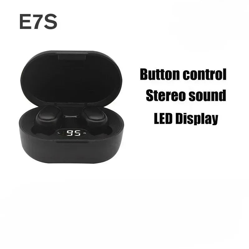 E7S TWS Wireless Headphones Bluetooth earphone Control Sport Headset Waterproof Microphone Music Earphone Work On All Smartphone