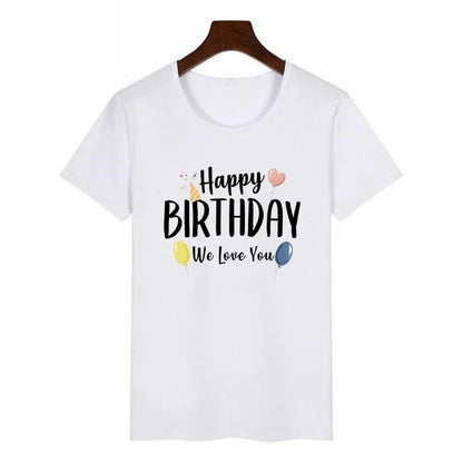 Happy Birthday Daddy We Love You Family Matching Clothes Birthday Balloon Print Mother and Kids Tshirts Fashion Look White Tees