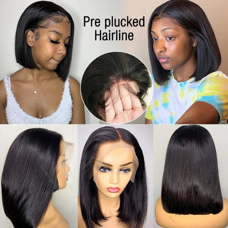 Wear Go Glueless Bob Wig Lace Front Human Hair Wigs Short Pre Plucked Straight 13x4 HD Transparent Lace Frontal Wig Bob on Sale