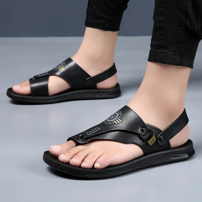 Men's Sandals Summer Soft soled Anti slip Beach Shoes Men's Large flip-flops Casual Leather Sandals sandalias hombre pantuflas