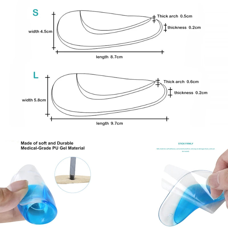 Silicone Orthopedic Insoles Flat Foot Arch Support Insert Pad Corrector Shoe Cushion Gel Valgus Correction Plantar Fasciitis Pad