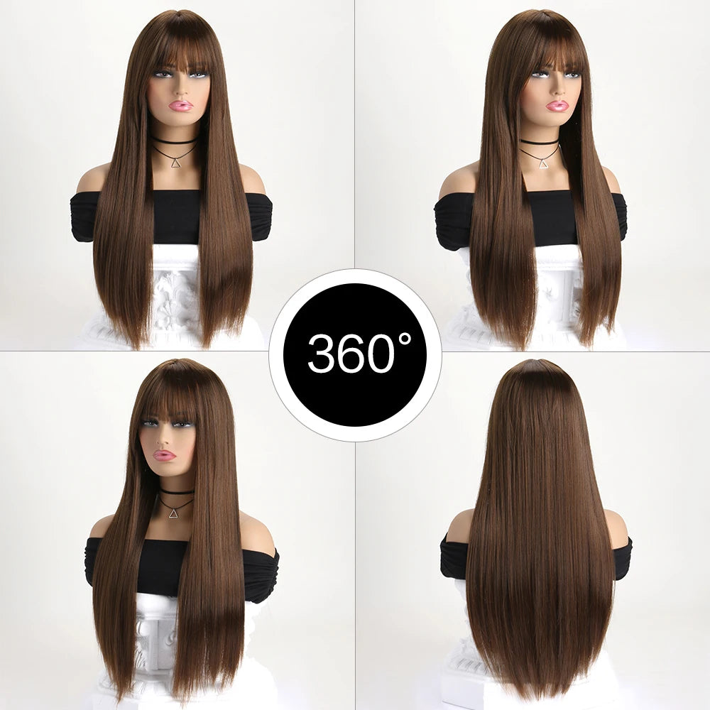 26Inch Colour Wig Long Straight Synthetic Wig for Women Fashion Wig for for Daily Halloween   Costume Party Cosplay ﻿