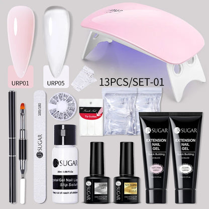 UR SUGAR Acrylic UV Gel Extension Nail Gel Kit Nude Glitter Color Fast Building Gel Nail Polish All For Manicure Nail Art Design