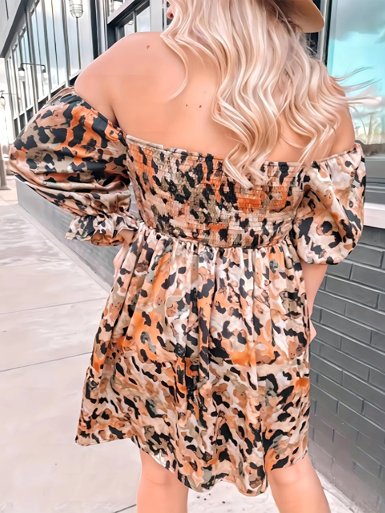 Plus size spring and summer clearance burst a line collar leopard print dress burst a big clearance a line collar half sleeve