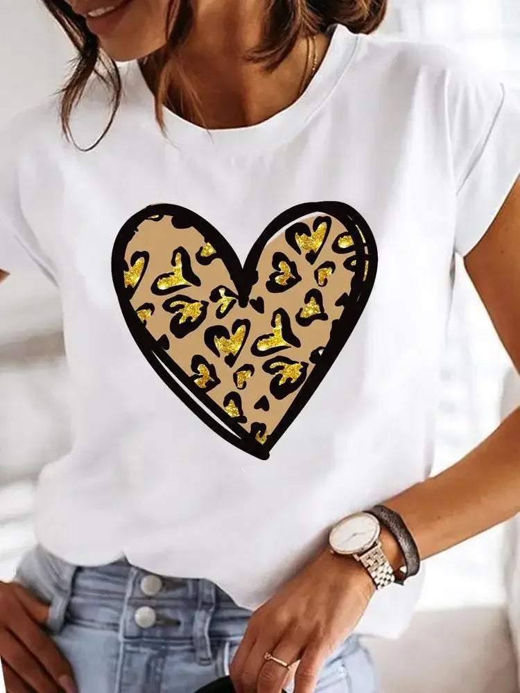 Women Print Love Letter Sweet 90s Trend Summer T Clothing Clothes Fashion Casual T-shirts Short Sleeve Ladies Female Graphic Tee