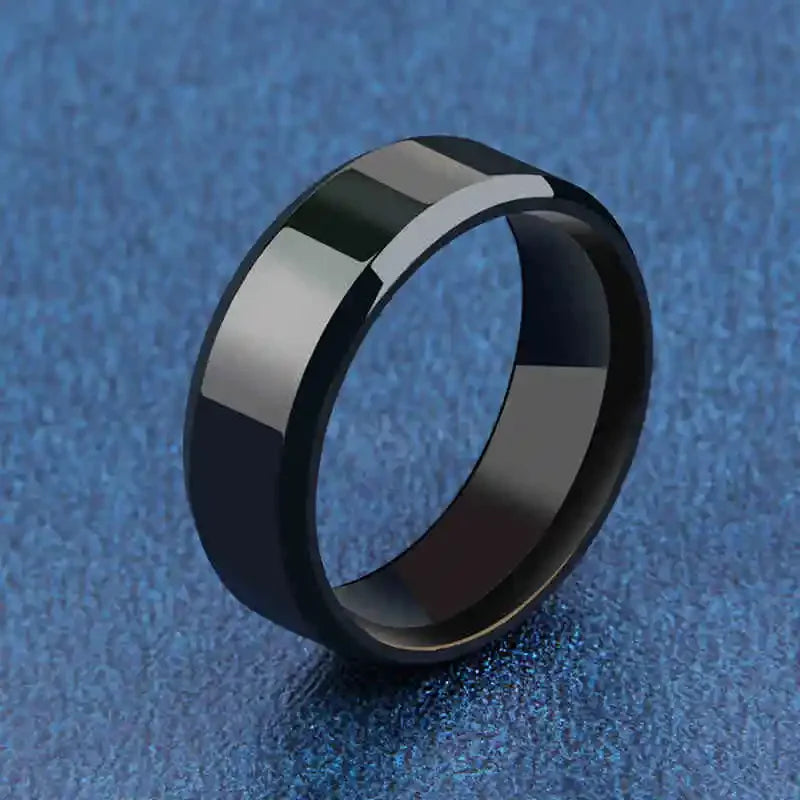 Charm Jewelry Ring for Men  Stainless Steel Black Rings Wedding Engagement Band Quality Matte Male Jewelry