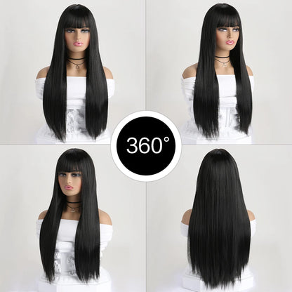 26Inch Colour Wig Long Straight Synthetic Wig for Women Fashion Wig for for Daily Halloween   Costume Party Cosplay ﻿