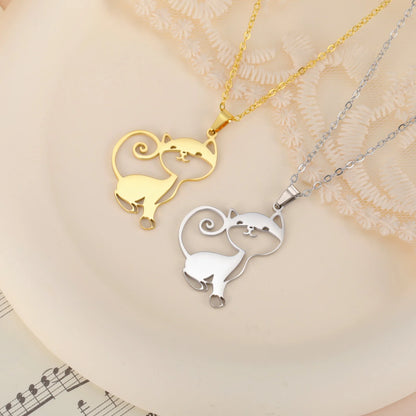 Lemegeton Lovely Cat Necklace Stainless Steel Jewelry Kitten Pet Animal Pendant Women Trend Excelent  Gifts