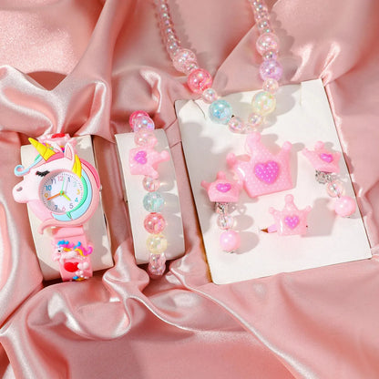 Popular Fashion Unicorn Silicone Children's Quartz Watch Set