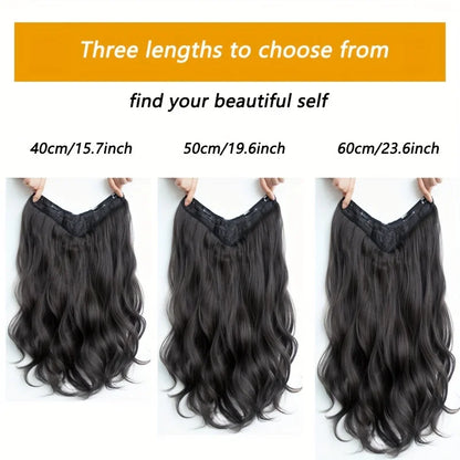 Invisible Long Wave Synthetic Hair Extensions - Fuller Hair Look, Natural-Looking Hair Strands - Confident Hairstyle Design