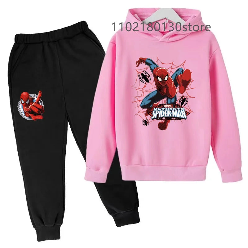 Kids Spring Autumn New Casual Cartoon Print 2pcs Hoodie+Jogging Pants Tracksuits 3-12 Years Boys Girls Outfits Children Clothes