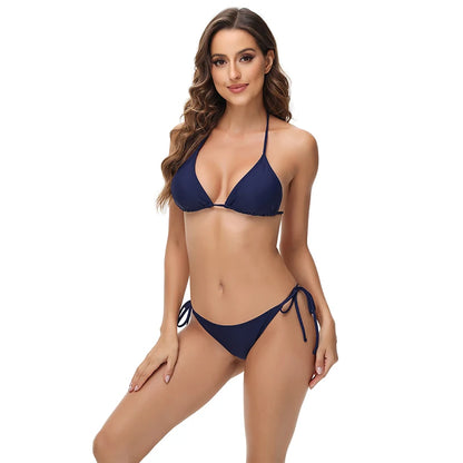 Push Up Bikini Set Women 2024 Swimsuit Sexy Bow Biquini Lace Up Summer Bathing Suit Lady Two Pieces Swimwear Woman Beachwear L