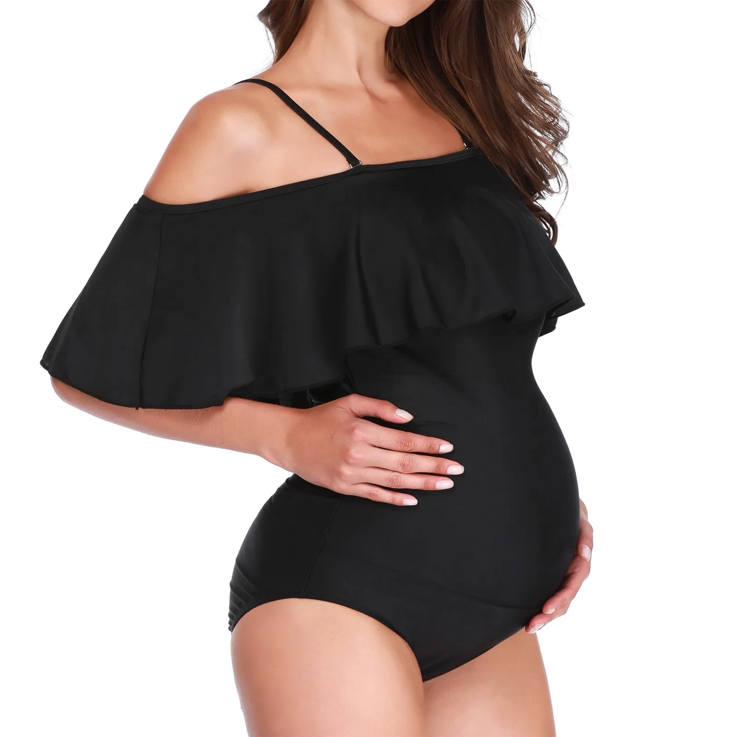 Women'S One-Piece Maternity Solid Color Ruffle Sexy Backless Swimsuit BañAdores De Una Pieza בגדי ים נשים 2024 купальник женский