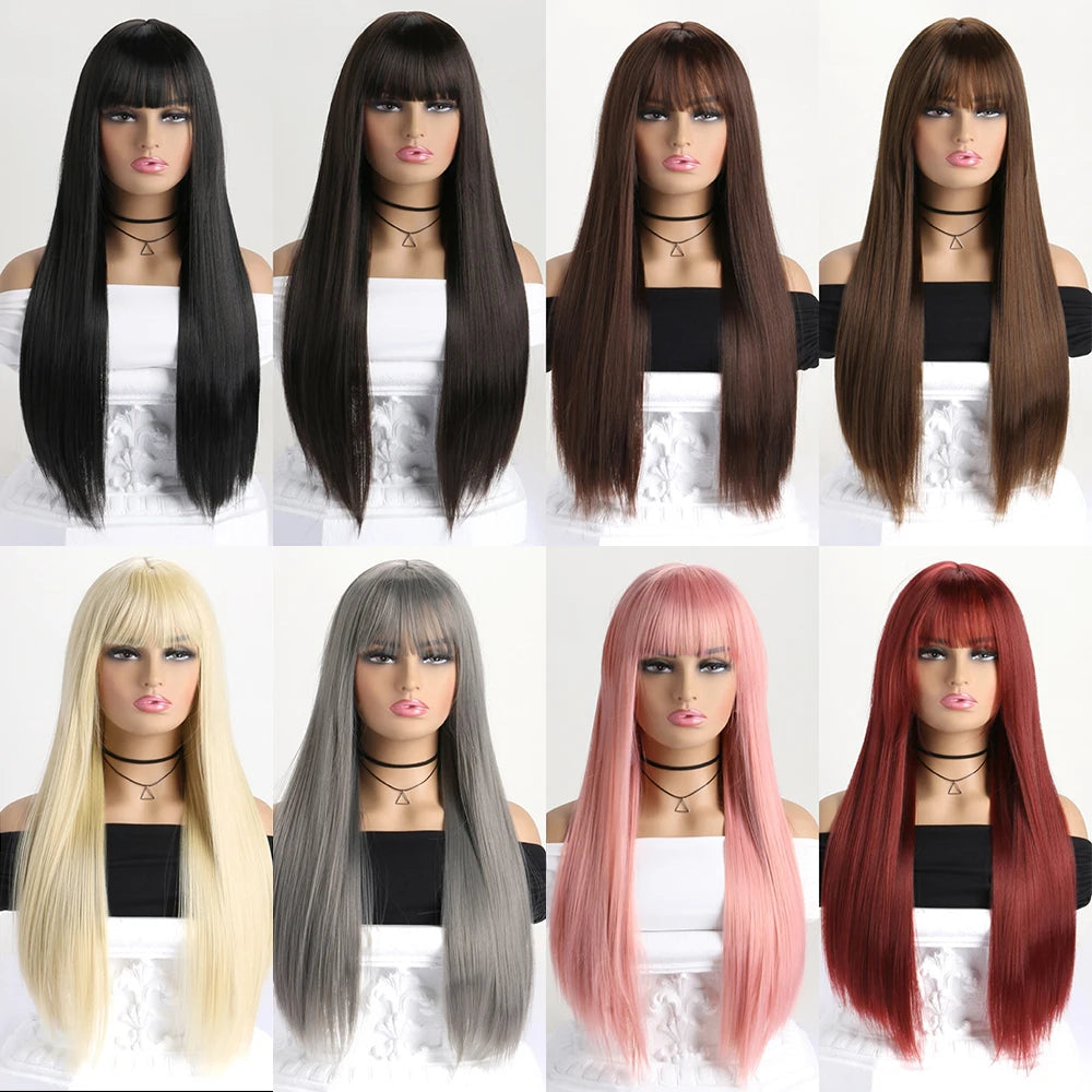 26Inch Colour Wig Long Straight Synthetic Wig for Women Fashion Wig for for Daily Halloween   Costume Party Cosplay ﻿