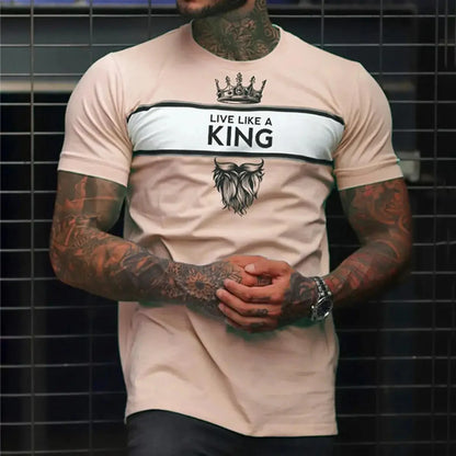 Letter King 3D Printed Men's T-Shirt Harajuku Street Top Fitness Sportswear Breathable Oversized Loose T Shirt Men Clothing