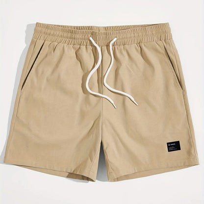 Men'S Solid Color Drawstring Design Beach Shorts for Summer.