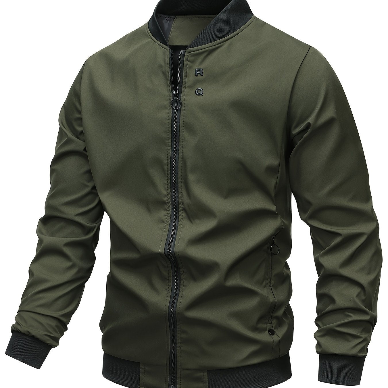 Men'S Spring/Fall Casual Jacket - Stylish Invisible Zipper Pocket, Simple Character Letter Buckle, Outdoor Windproof Blazer Jacket