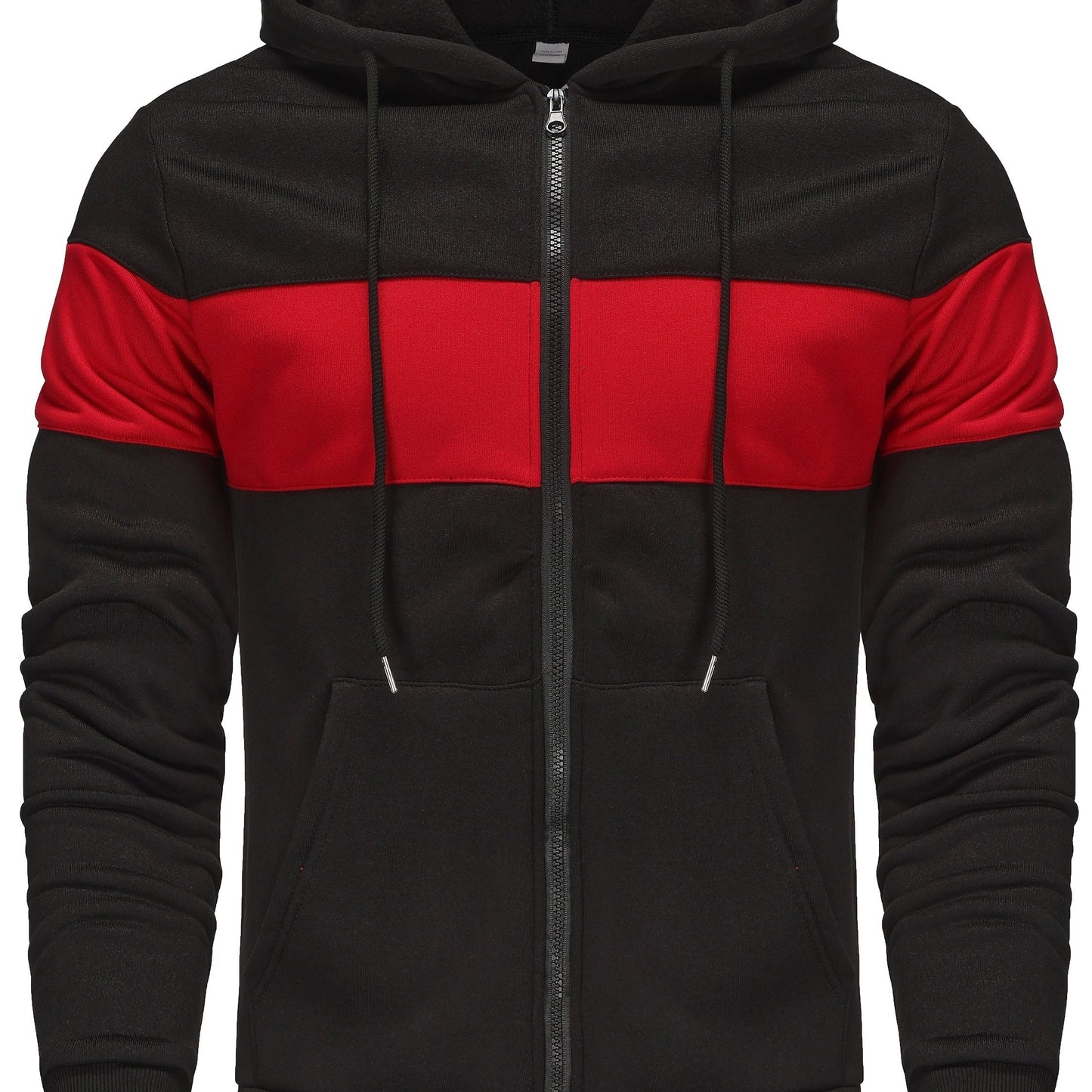 Men's Hooded Zip Up Sweatshirt Jacket - Contrast Color, Casual, Comfy, With Pockets, Ideal for Outdoors and Sports Wear