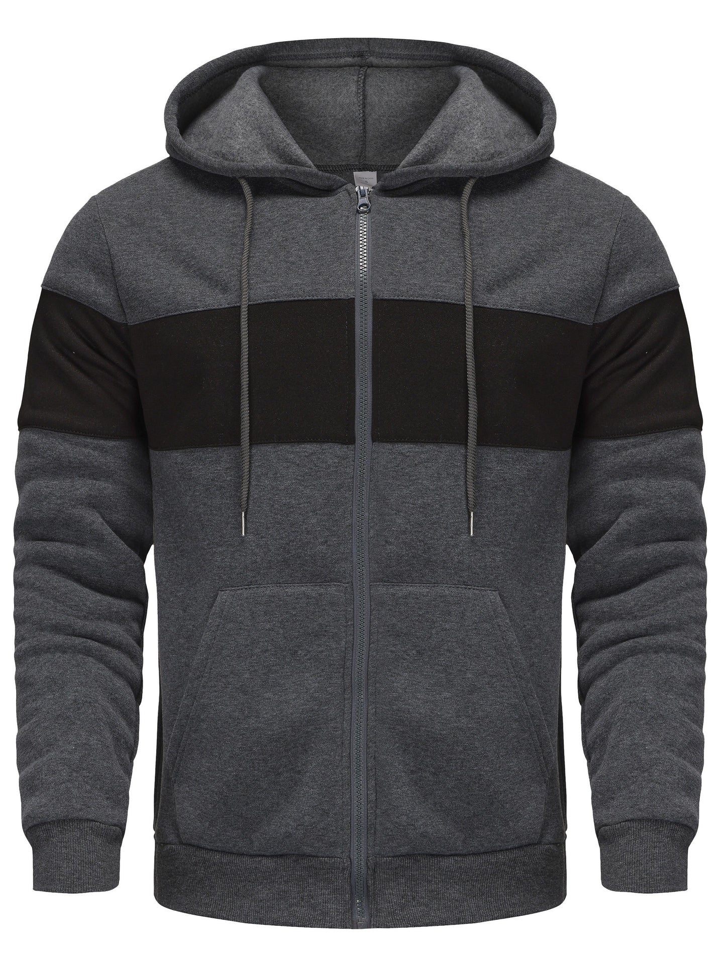 Men's Hooded Zip Up Sweatshirt Jacket - Contrast Color, Casual, Comfy, With Pockets, Ideal for Outdoors and Sports Wear