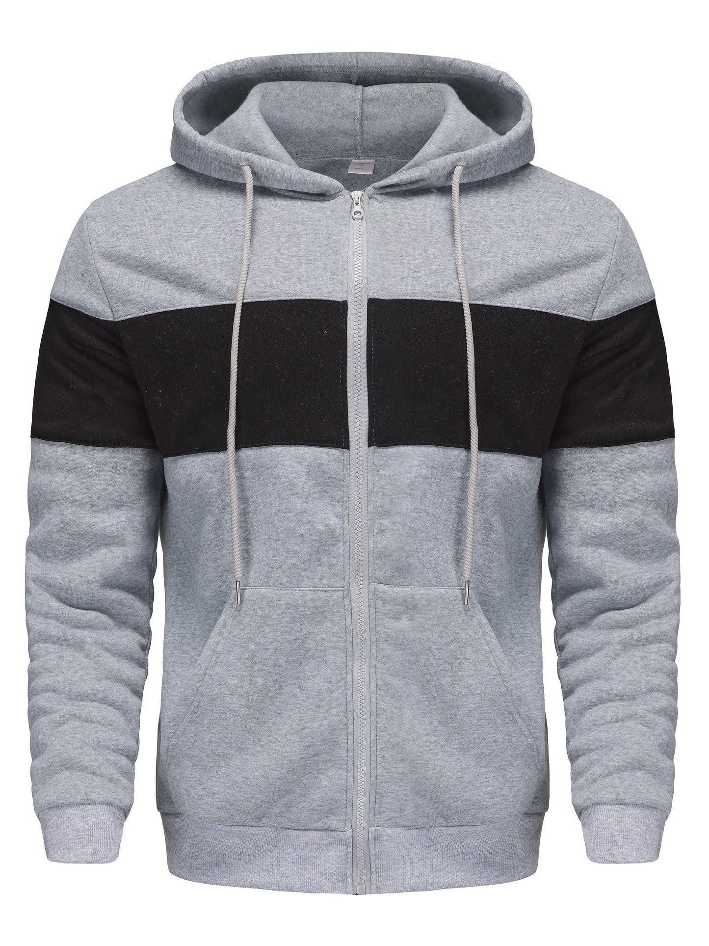 Men's Hooded Zip Up Sweatshirt Jacket - Contrast Color, Casual, Comfy, With Pockets, Ideal for Outdoors and Sports Wear