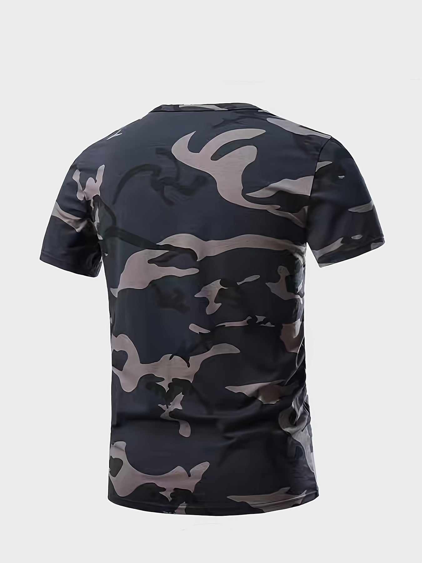 Men's Camouflage Print Short Sleeve T-shirt, Outdoor Athletic Tees For Males