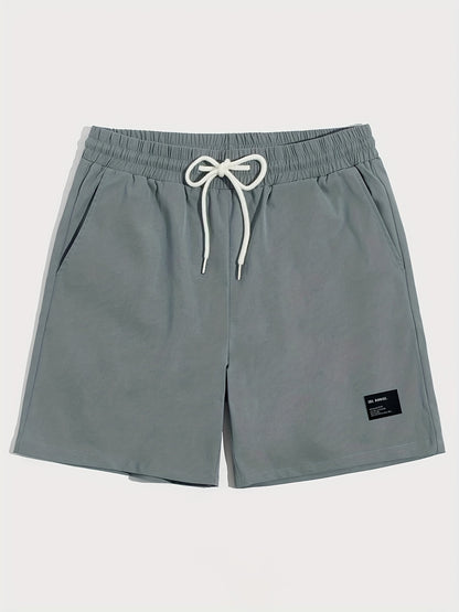 Men'S Solid Color Drawstring Design Beach Shorts for Summer.