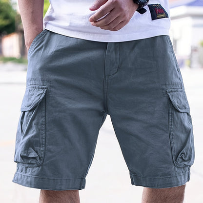 Loose Men's Cargo Shorts With Multi Pockets, Solid Casual Shorts For Summer