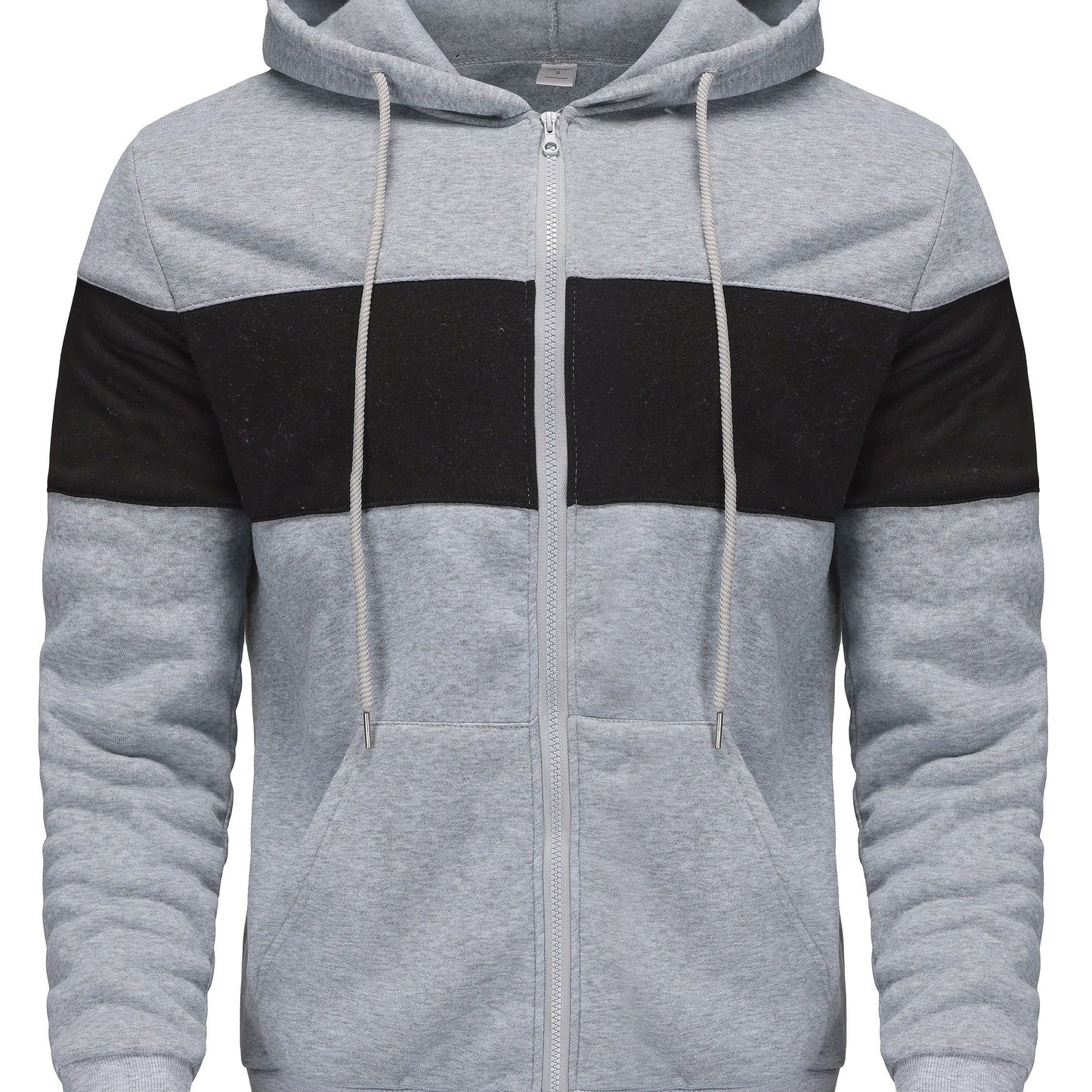 Men's Hooded Zip Up Sweatshirt Jacket - Contrast Color, Casual, Comfy, With Pockets, Ideal for Outdoors and Sports Wear